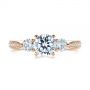 18k Rose Gold 18k Rose Gold Three Stone Filigree Peekaboo Diamond Engagement Ring - Top View -  105208 - Thumbnail