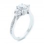 18k White Gold Three Stone Filigree Peekaboo Diamond Engagement Ring - Three-Quarter View -  105208 - Thumbnail