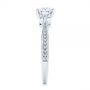18k White Gold Three Stone Filigree Peekaboo Diamond Engagement Ring - Side View -  105208 - Thumbnail