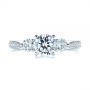 18k White Gold Three Stone Filigree Peekaboo Diamond Engagement Ring - Top View -  105208 - Thumbnail