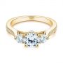 14k Yellow Gold 14k Yellow Gold Three Stone Filigree Peekaboo Diamond Engagement Ring - Flat View -  105208 - Thumbnail