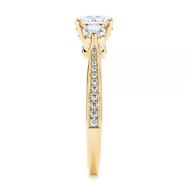 18k Yellow Gold 18k Yellow Gold Three Stone Filigree Peekaboo Diamond Engagement Ring - Side View - 105208