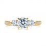 18k Yellow Gold 18k Yellow Gold Three Stone Filigree Peekaboo Diamond Engagement Ring - Top View -  105208 - Thumbnail