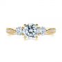 18k Yellow Gold 18k Yellow Gold Three Stone Filigree Peekaboo Diamond Engagement Ring - Top View -  105208 - Thumbnail