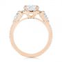 18k Rose Gold 18k Rose Gold Three Stone Half Moon Diamond Halo Engagement Ring - Front View -  105184 - Thumbnail