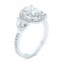  Platinum Three Stone Half Moon Diamond Halo Engagement Ring - Three-Quarter View -  105184 - Thumbnail