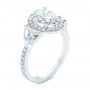 14k White Gold 14k White Gold Three Stone Half Moon Diamond Halo Engagement Ring - Three-Quarter View -  105184 - Thumbnail