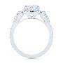  Platinum Three Stone Half Moon Diamond Halo Engagement Ring - Front View -  105184 - Thumbnail