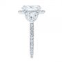 18k White Gold 18k White Gold Three Stone Half Moon Diamond Halo Engagement Ring - Side View -  105184 - Thumbnail