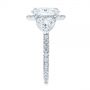 14k White Gold 14k White Gold Three Stone Half Moon Diamond Halo Engagement Ring - Side View -  105184 - Thumbnail