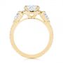 14k Yellow Gold 14k Yellow Gold Three Stone Half Moon Diamond Halo Engagement Ring - Front View -  105184 - Thumbnail