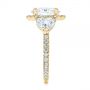 14k Yellow Gold 14k Yellow Gold Three Stone Half Moon Diamond Halo Engagement Ring - Side View -  105184 - Thumbnail