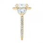 14k Yellow Gold 14k Yellow Gold Three Stone Half Moon Diamond Halo Engagement Ring - Side View -  105184 - Thumbnail
