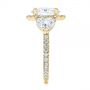 18k Yellow Gold 18k Yellow Gold Three Stone Half Moon Diamond Halo Engagement Ring - Side View -  105184 - Thumbnail