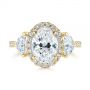 14k Yellow Gold 14k Yellow Gold Three Stone Half Moon Diamond Halo Engagement Ring - Top View -  105184 - Thumbnail