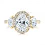 14k Yellow Gold 14k Yellow Gold Three Stone Half Moon Diamond Halo Engagement Ring - Top View -  105184 - Thumbnail