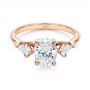 14k Rose Gold 14k Rose Gold Three Stone Kite Diamond Engagement Ring - Flat View -  105848 - Thumbnail