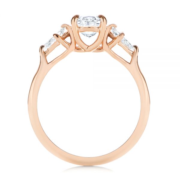 14k Rose Gold 14k Rose Gold Three Stone Kite Diamond Engagement Ring - Front View -  105848
