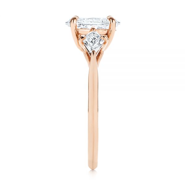14k Rose Gold 14k Rose Gold Three Stone Kite Diamond Engagement Ring - Side View -  105848