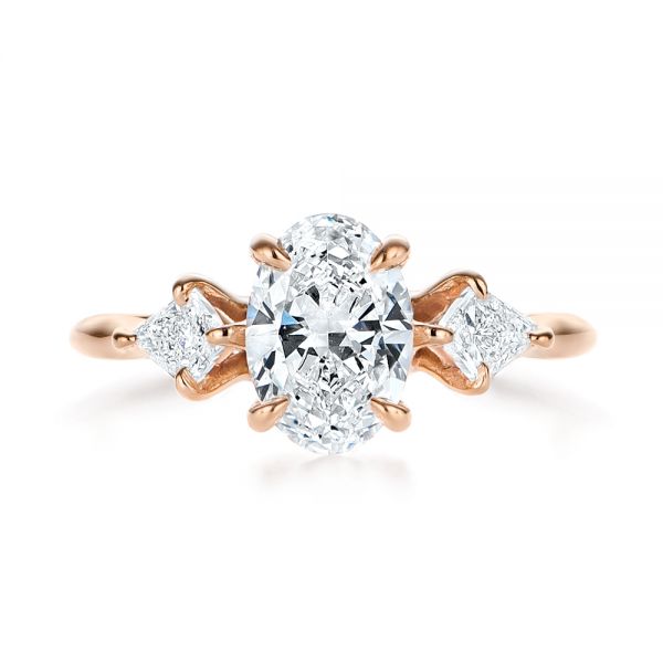 14k Rose Gold 14k Rose Gold Three Stone Kite Diamond Engagement Ring - Top View -  105848