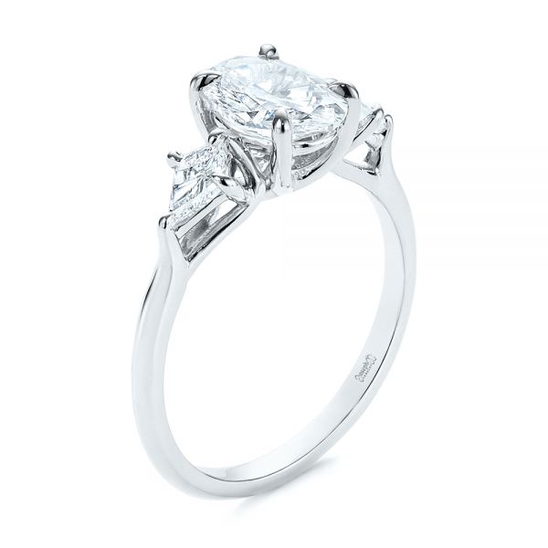 18k White Gold 18k White Gold Three Stone Kite Diamond Engagement Ring - Three-Quarter View -  105848