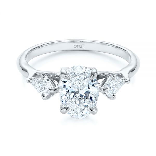 14k White Gold 14k White Gold Three Stone Kite Diamond Engagement Ring - Flat View -  105848
