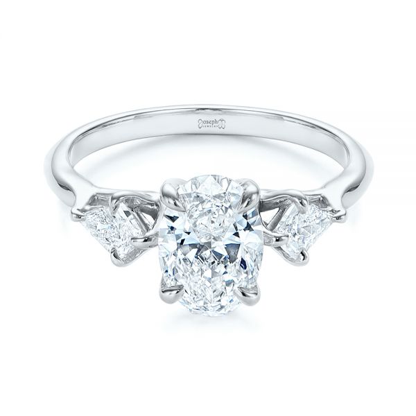 18k White Gold 18k White Gold Three Stone Kite Diamond Engagement Ring - Flat View -  105848