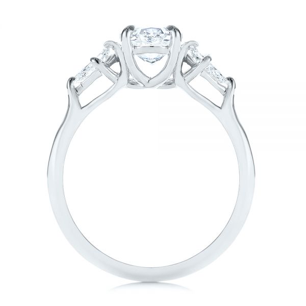 14k White Gold 14k White Gold Three Stone Kite Diamond Engagement Ring - Front View -  105848