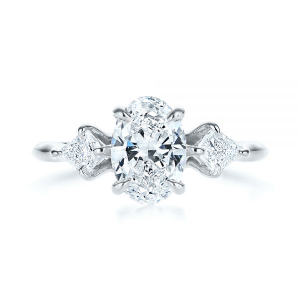 14k White Gold 14k White Gold Three Stone Kite Diamond Engagement Ring - Top View -  105848