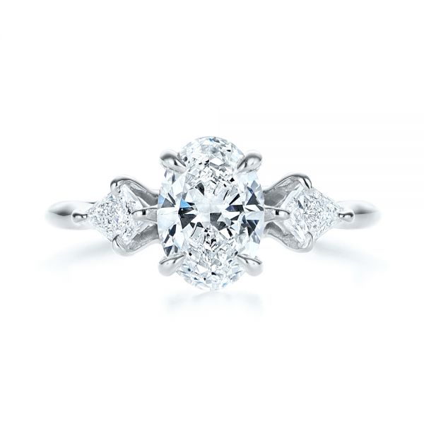 18k White Gold 18k White Gold Three Stone Kite Diamond Engagement Ring - Top View -  105848