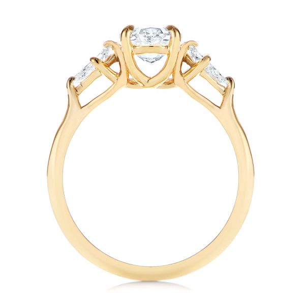 14k Yellow Gold Three Stone Kite Diamond Engagement Ring - Front View - 105848