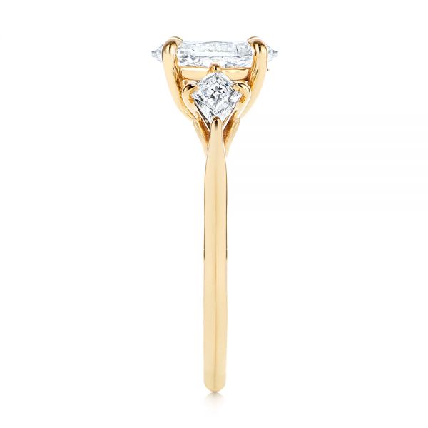 14k Yellow Gold Three Stone Kite Diamond Engagement Ring - Side View -  105848