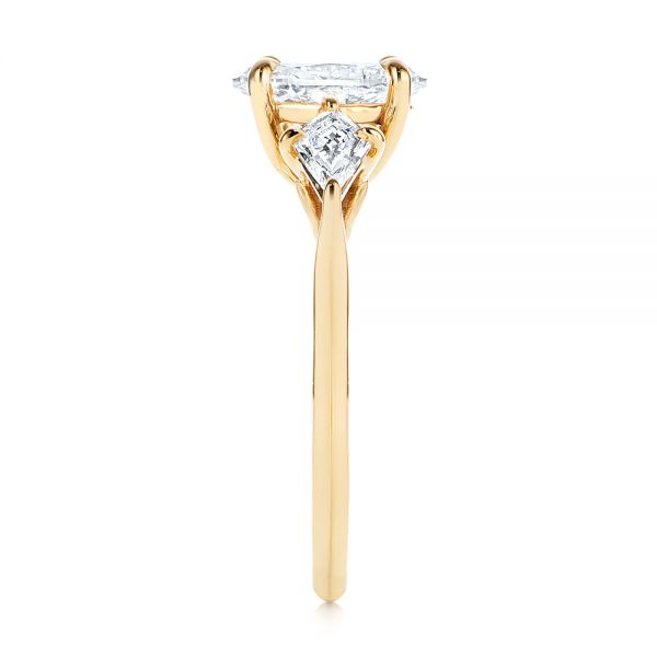 14k Yellow Gold Three Stone Kite Diamond Engagement Ring - Side View - 105848