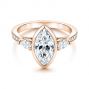 18k Rose Gold 18k Rose Gold Three Stone Marquise Diamond Engagement Ring - Flat View -  106658 - Thumbnail