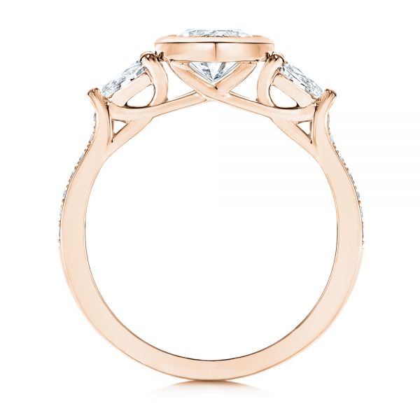 18k Rose Gold 18k Rose Gold Three Stone Marquise Diamond Engagement Ring - Front View -  106658