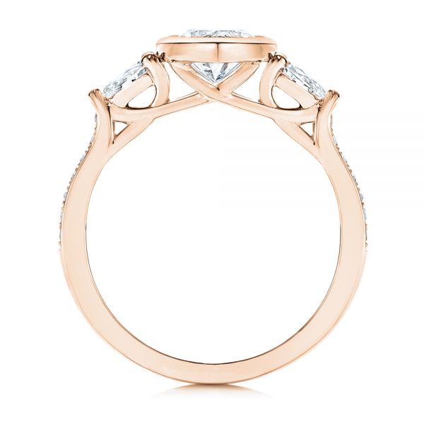 18k Rose Gold 18k Rose Gold Three Stone Marquise Diamond Engagement Ring - Front View - 106658