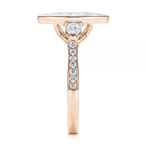 18k Rose Gold 18k Rose Gold Three Stone Marquise Diamond Engagement Ring - Side View -  106658