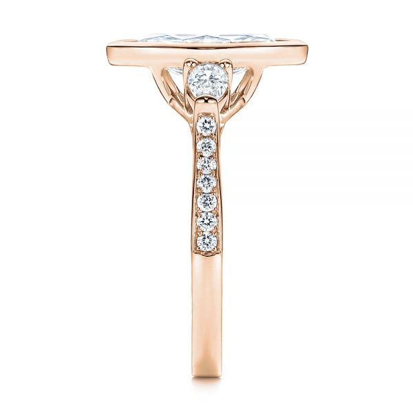 18k Rose Gold 18k Rose Gold Three Stone Marquise Diamond Engagement Ring - Side View - 106658