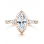 18k Rose Gold 18k Rose Gold Three Stone Marquise Diamond Engagement Ring - Top View -  106658 - Thumbnail