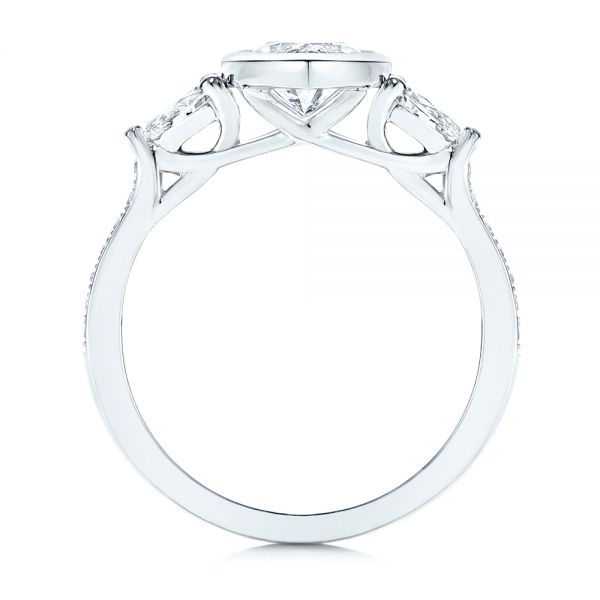 18k White Gold 18k White Gold Three Stone Marquise Diamond Engagement Ring - Front View -  106658