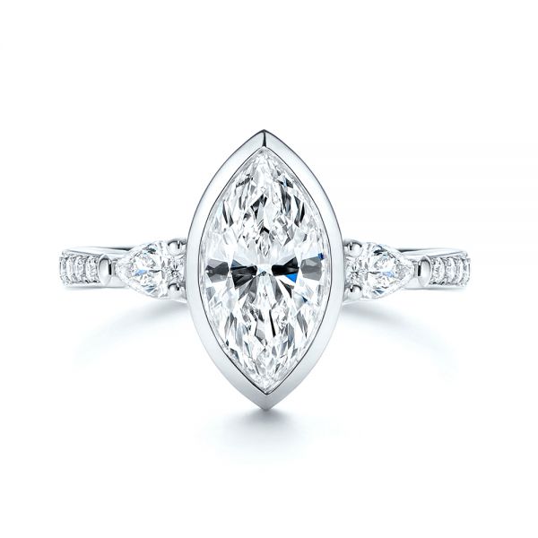  Platinum Platinum Three Stone Marquise Diamond Engagement Ring - Top View -  106658