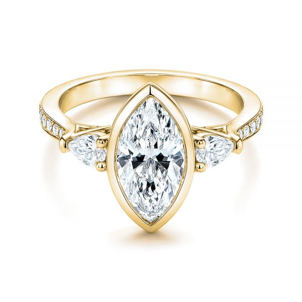 14k Yellow Gold 14k Yellow Gold Three Stone Marquise Diamond Engagement Ring - Flat View -  106658
