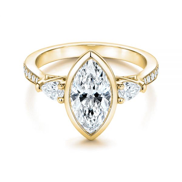 14k Yellow Gold 14k Yellow Gold Three Stone Marquise Diamond Engagement Ring - Flat View - 106658