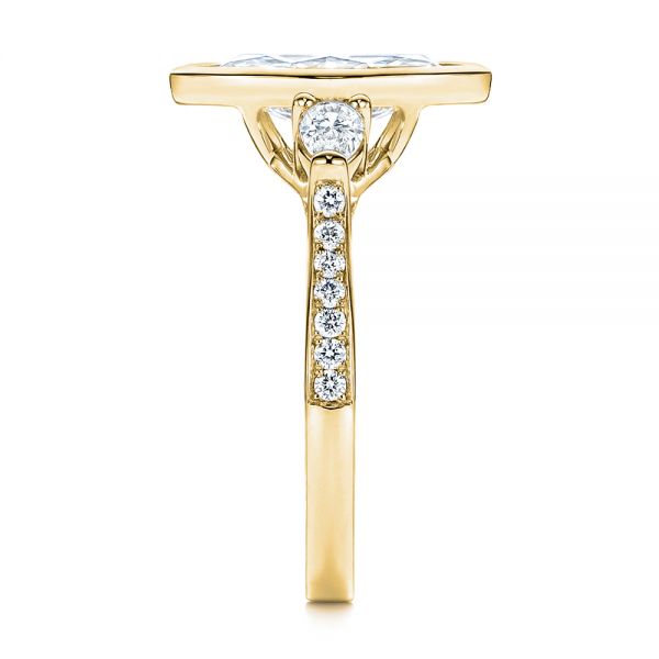 14k Yellow Gold 14k Yellow Gold Three Stone Marquise Diamond Engagement Ring - Side View - 106658