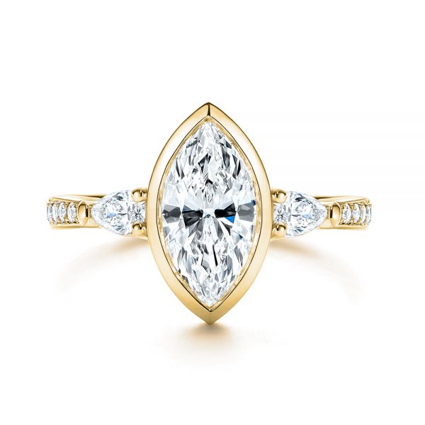 14k Yellow Gold 14k Yellow Gold Three Stone Marquise Diamond Engagement Ring - Top View -  106658
