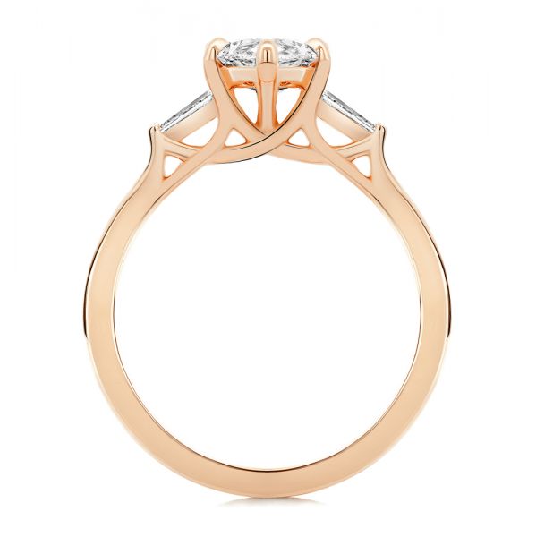 18k Rose Gold 18k Rose Gold Three Stone Marquise And Tapered Baguette Diamond Engagement Ring - Front View -  107617 - Thumbnail