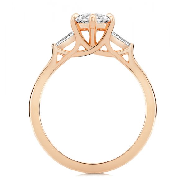 14k Rose Gold 14k Rose Gold Three Stone Marquise And Tapered Baguette Diamond Engagement Ring - Front View - 107617