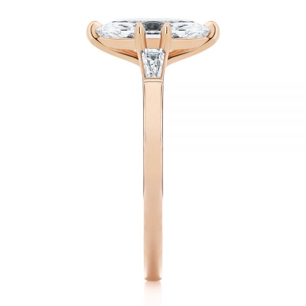 14k Rose Gold 14k Rose Gold Three Stone Marquise And Tapered Baguette Diamond Engagement Ring - Side View - 107617