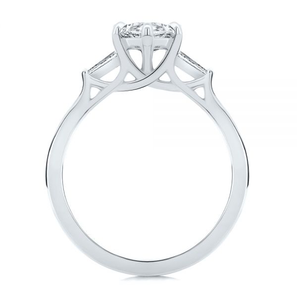 14k White Gold 14k White Gold Three Stone Marquise And Tapered Baguette Diamond Engagement Ring - Front View -  107617 - Thumbnail