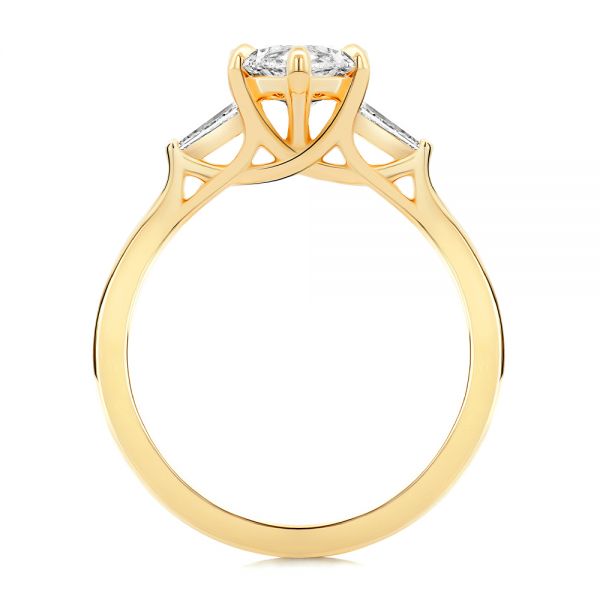 14k Yellow Gold Three Stone Marquise And Tapered Baguette Diamond Engagement Ring - Front View -  107617 - Thumbnail